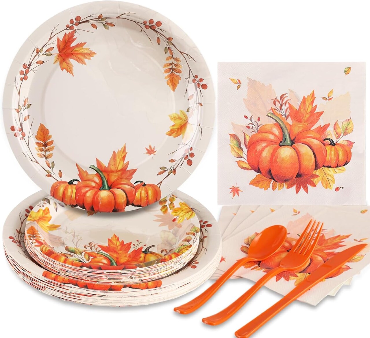 Thanksgiving Plates and Napkins Sets-Fall Paper Plates (Fall Thanksgiving)